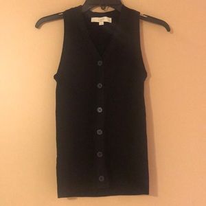 Loft black sleeveless cardigan vest, XSP